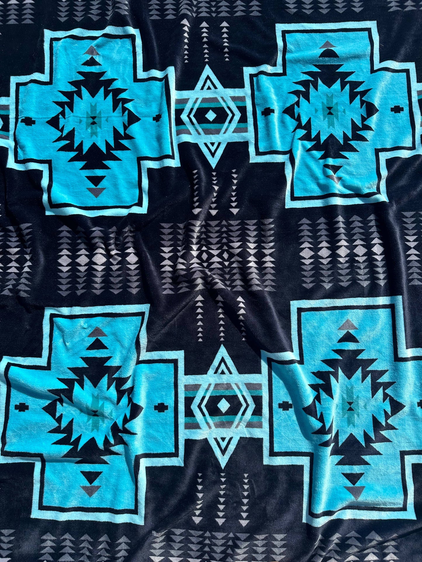 Black & Blue Southwest Aztec Super Soft Plush Blanket