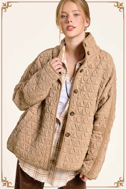 Oversized Soft Quilted Button Down Jacket