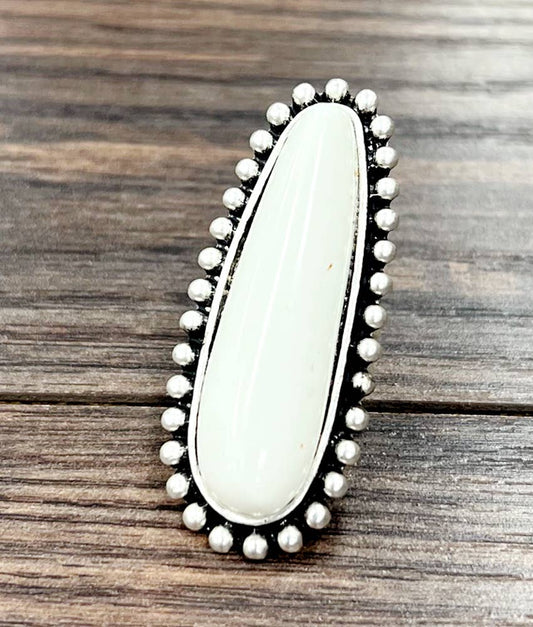 750206, Very-Big White Turquoise Adjustable Ring
