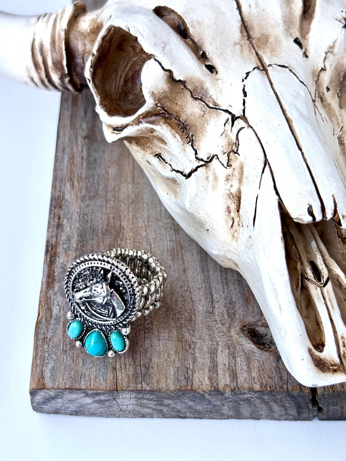 Western Style Horse with Stone Stretch Ring