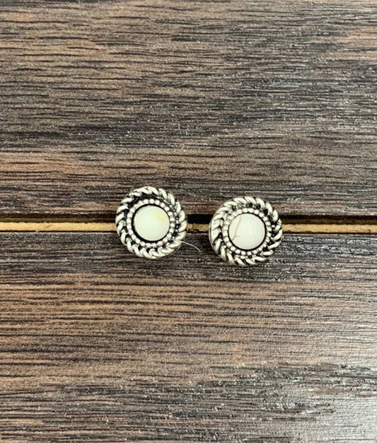 722779, 5mm Round White Turquoise Stud Earrings