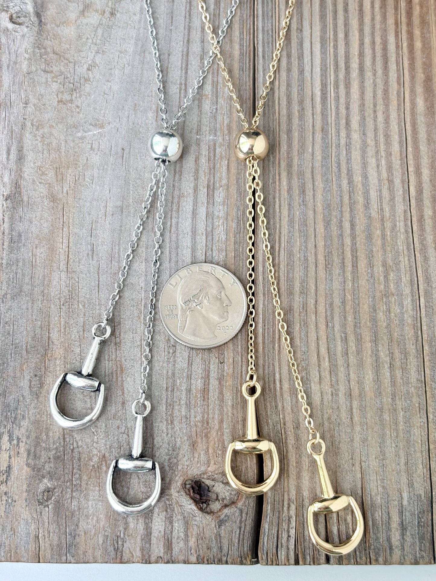 Western Horse Bit Bolo Pendant Y Chain Long Necklaces